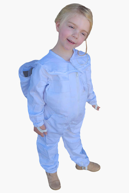 White Poly Cotton Children's Beekeeping Suits With Fencing Veil