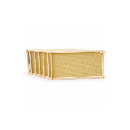 Assembled wax embedded full depth New Zealand pine beehive frames set