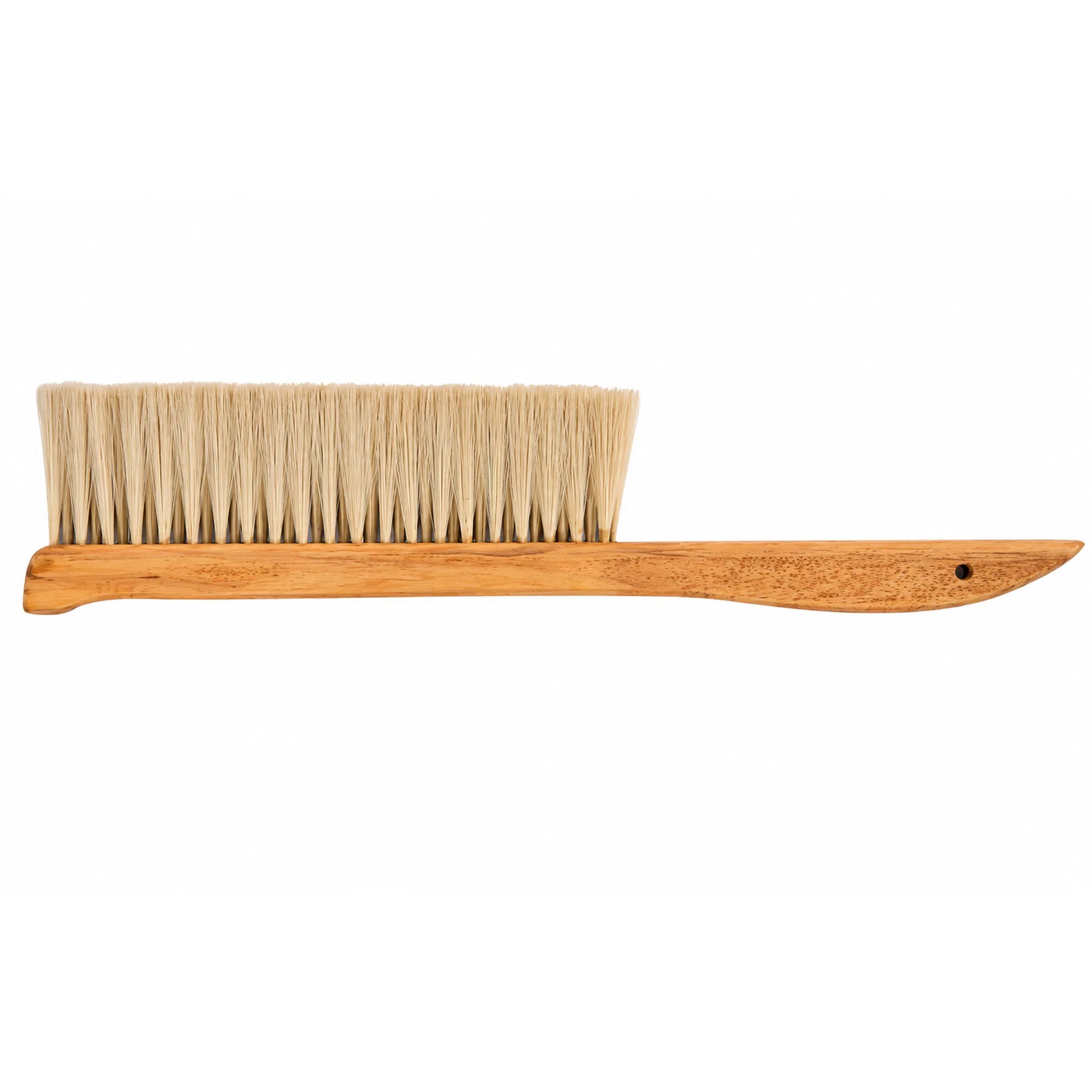 Wooden brush with bristle head on a white background