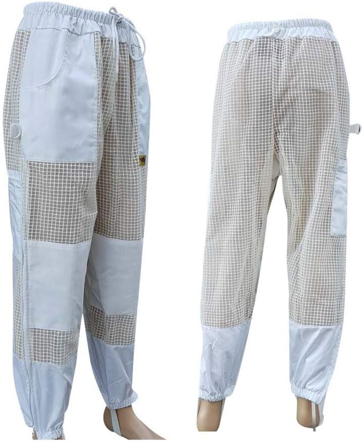 Beekeeping Suit Jacket & Trousers Pants with 2 Veils Fencing & Round Brim Hat Ventilated 3 Layer Mesh Costume