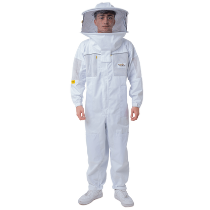 OZ ARMOUR Poly Cotton Semi Ventilated Beekeeping Jacket With Round Hat Veil