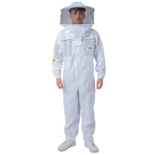 OZ ARMOUR Poly Cotton Semi Ventilated Beekeeping Jacket With Round Hat Veil