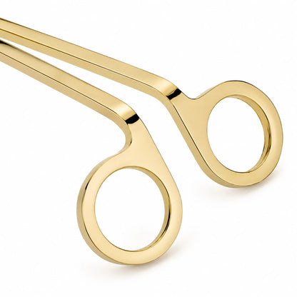 Gold candle scissors with loop handle for wick trimming