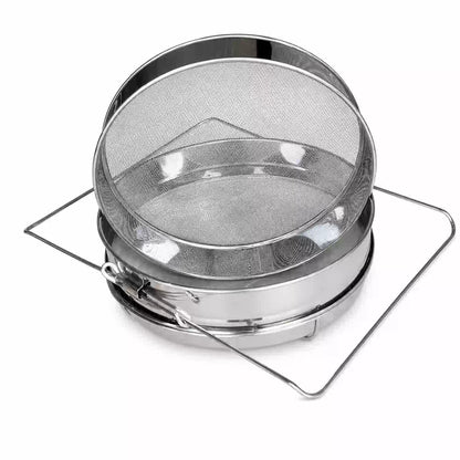 Stainless steel double layer honey filter for beekeeping and honey extraction
