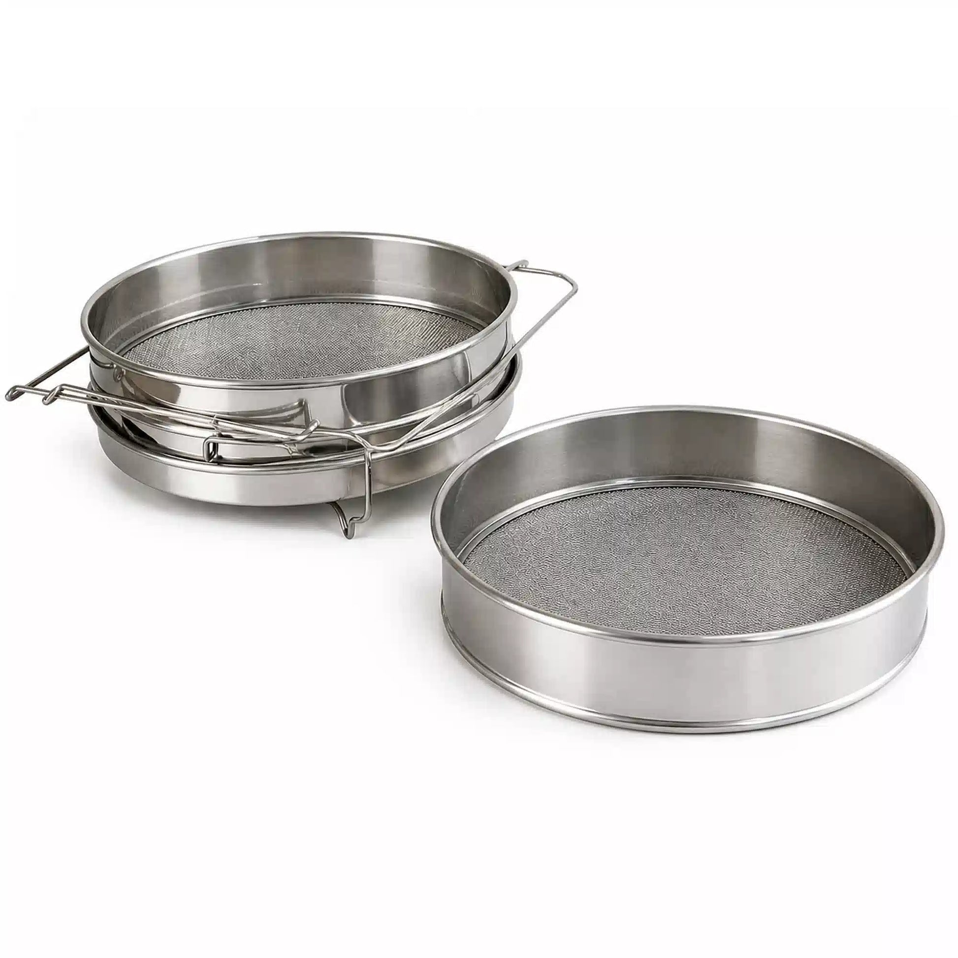 Double layer honey filter set with stainless steel sieves for beekeepers