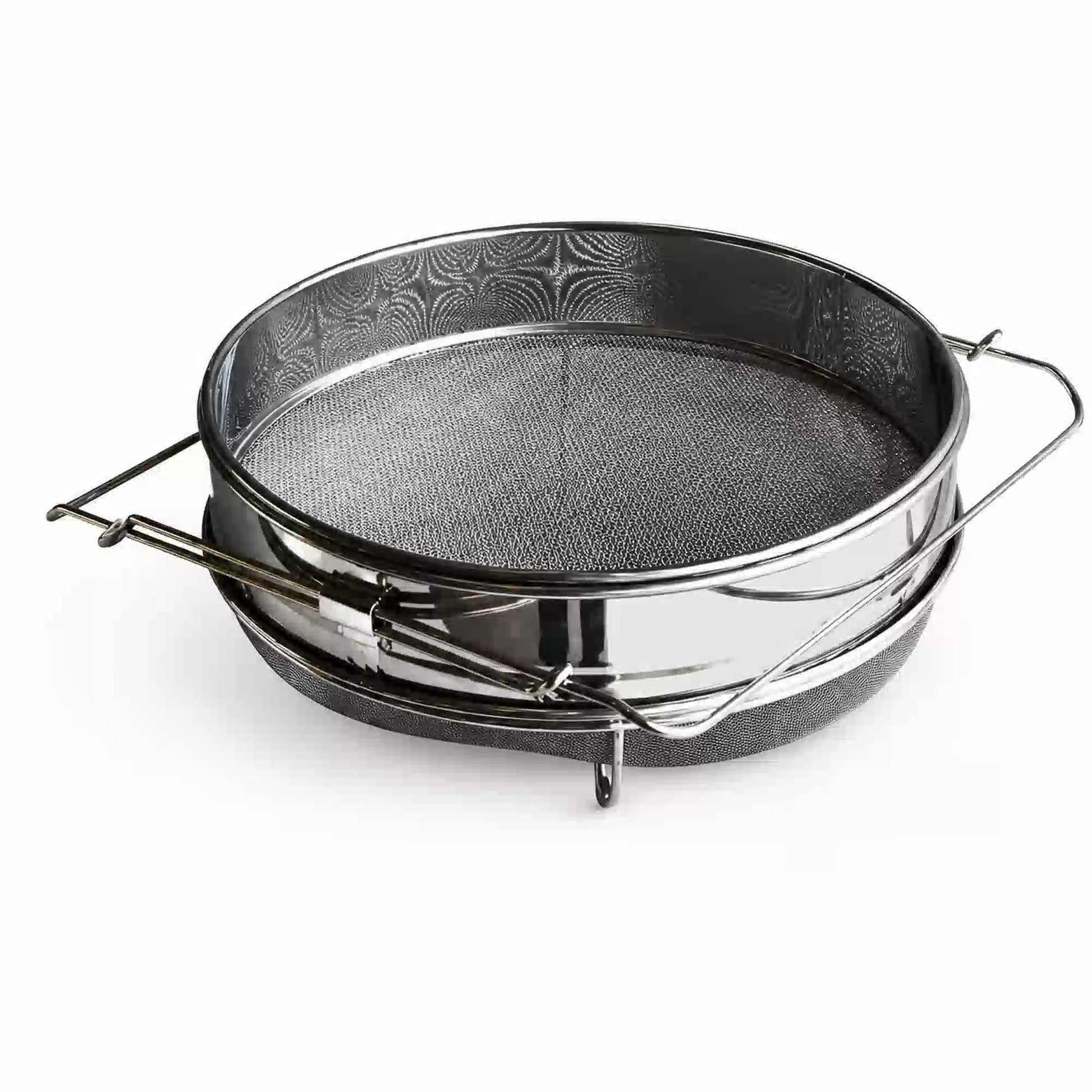 Fine mesh honey strainer for filtering honey during harvesting