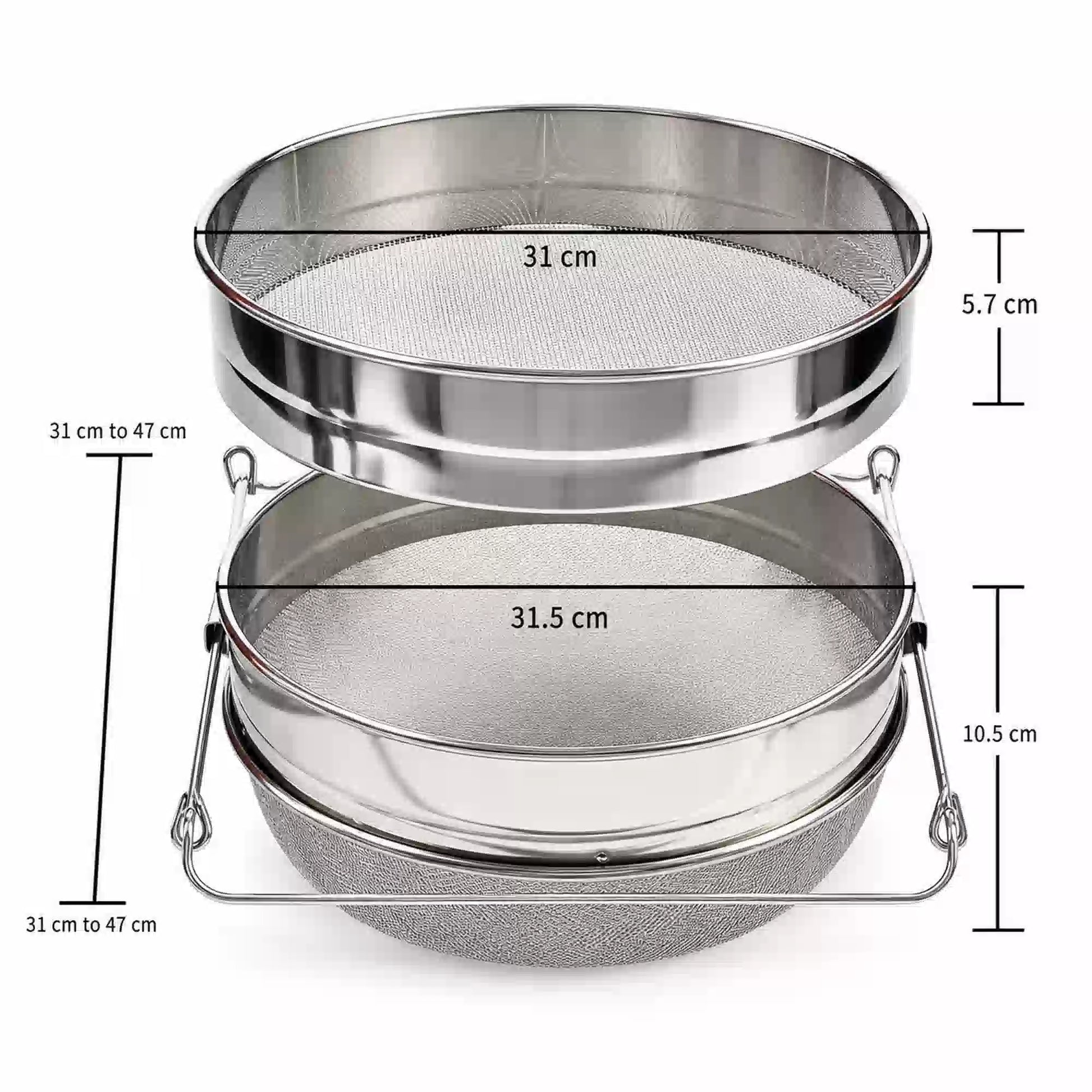 Size dimensions of stainless steel double layer jumbo honey filter