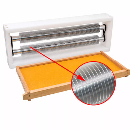 Uncapper Tool Uncapping a Frame in Few Seconds - Efficient beekeeping equipment for quick uncapping processes.