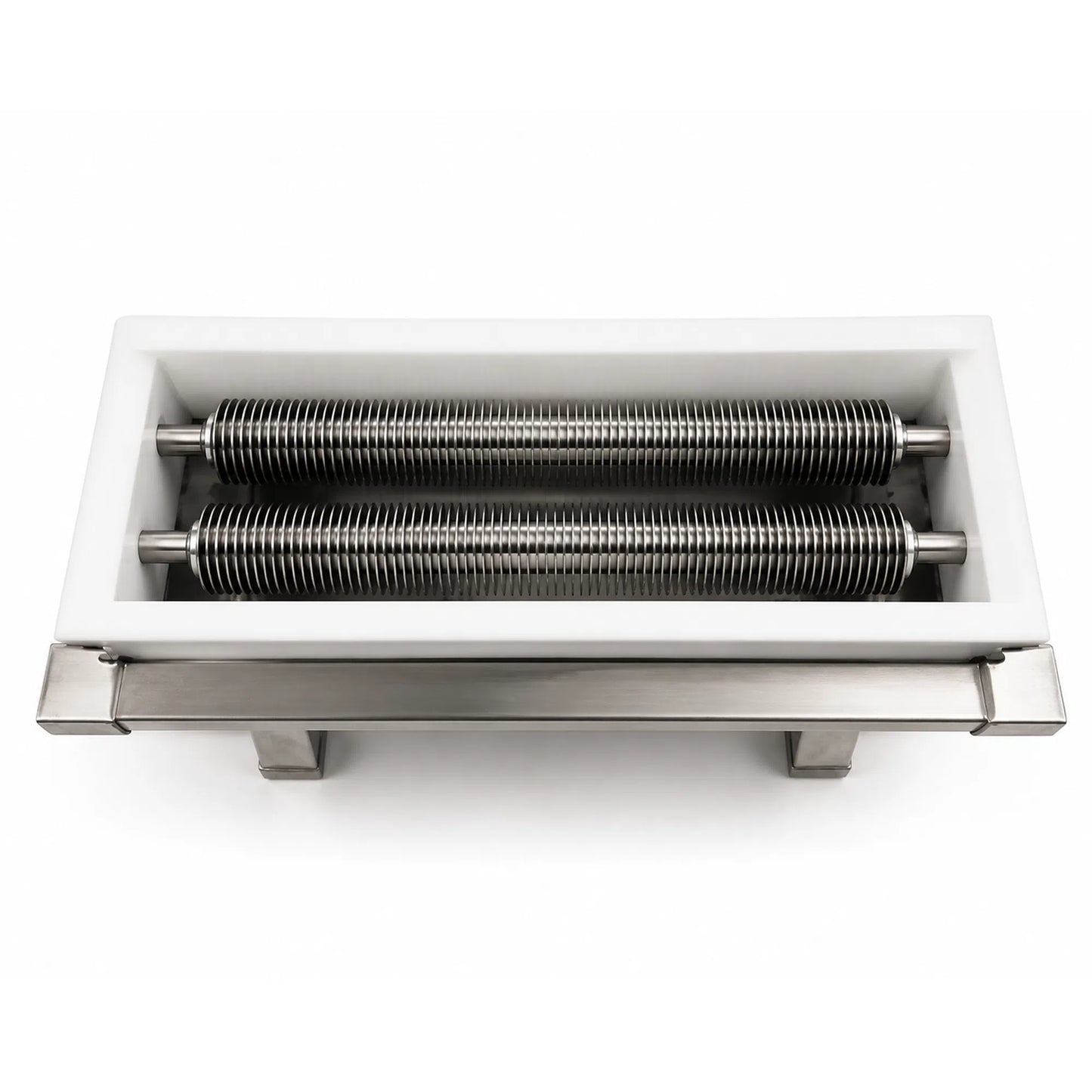 Front view of double roller slitter uncapping roller tool