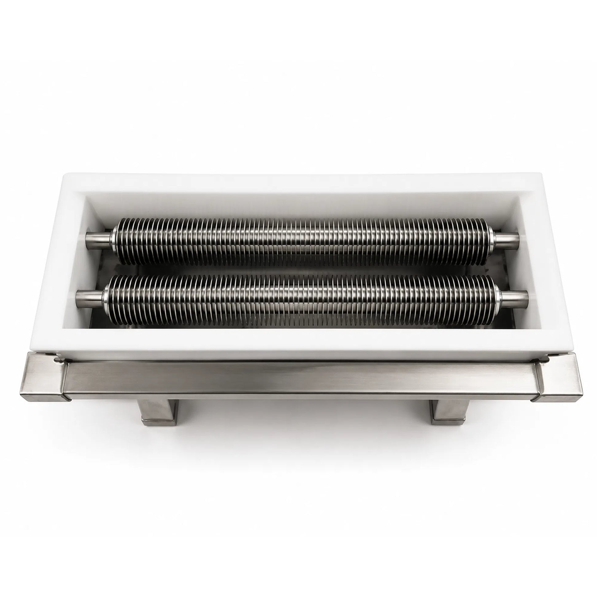 Front view of double roller slitter uncapping roller tool