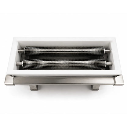 Front view of double roller slitter uncapping roller tool