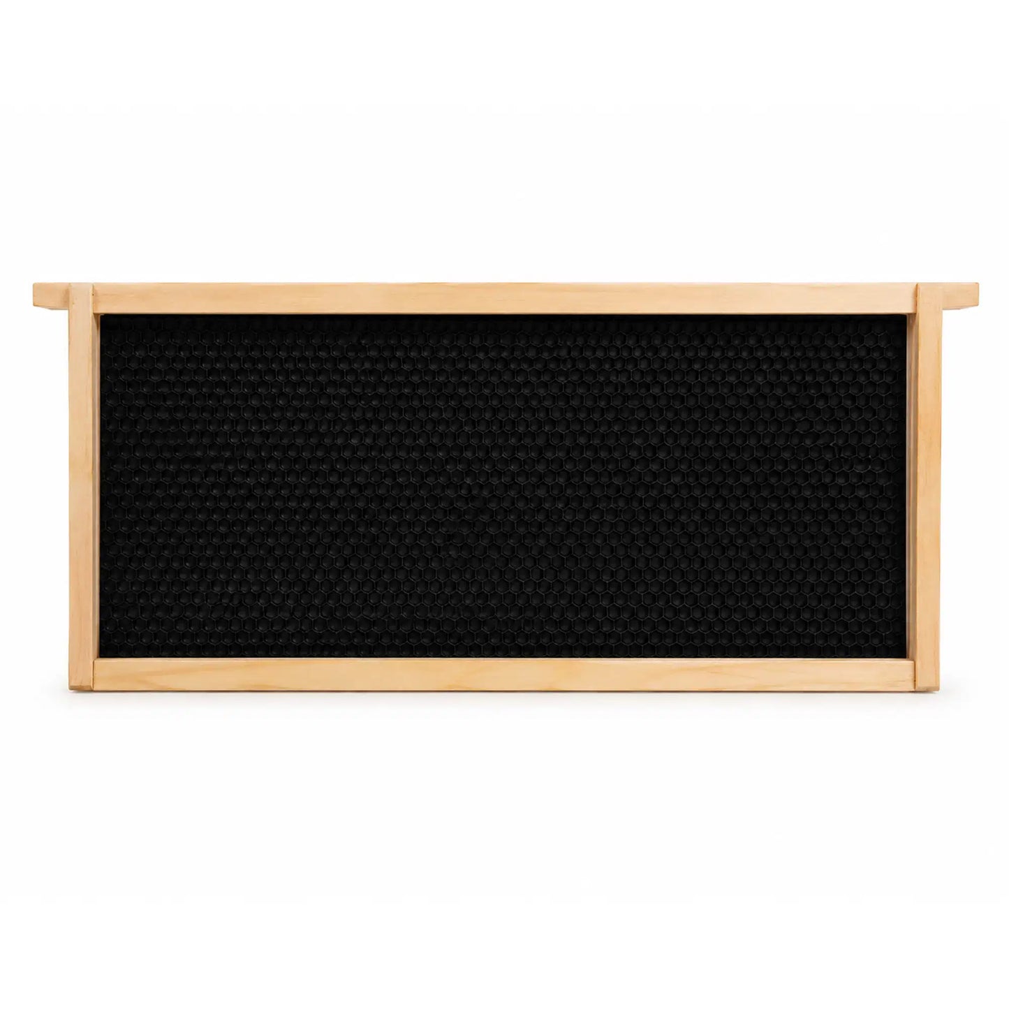 Wooden beehive frame with black plastic foundation