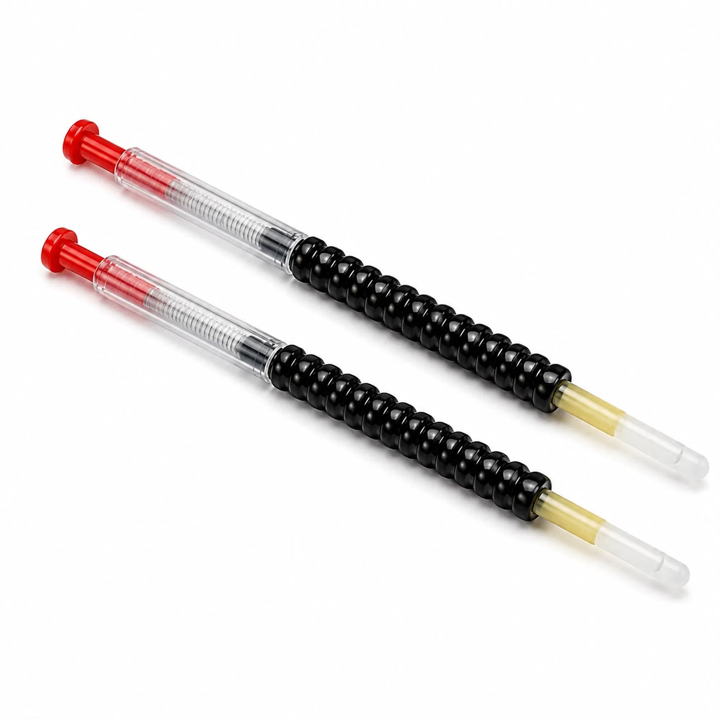 Two beekeeping marking pens with red caps and black grip