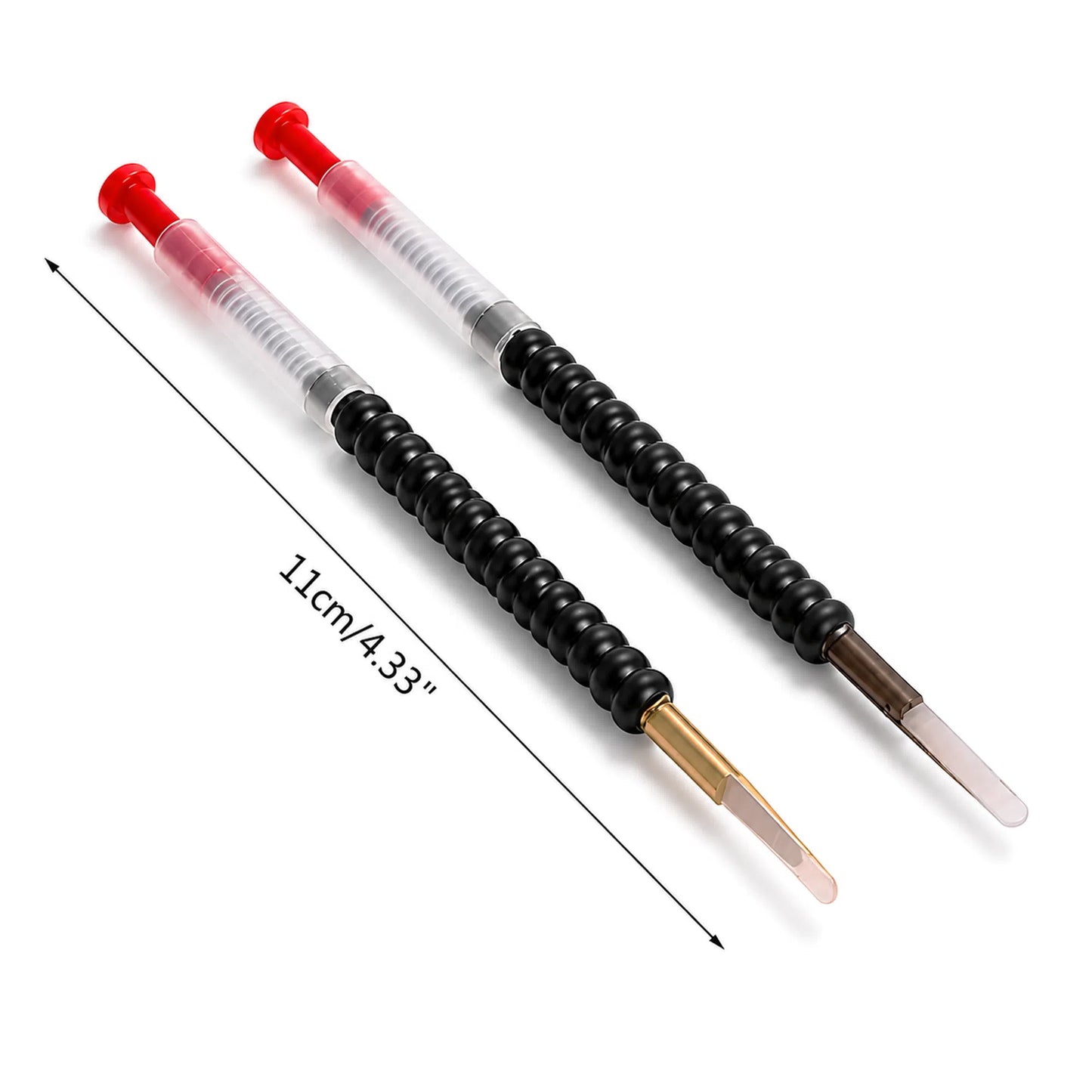 Two beekeeping marking pens showing 11 cm length