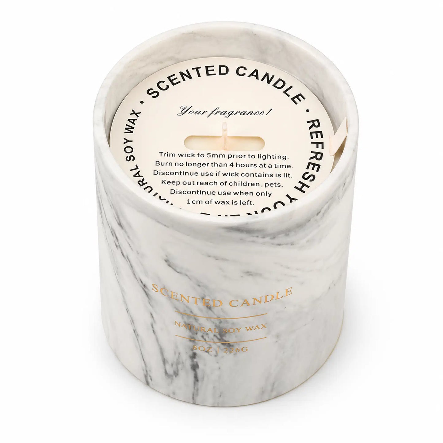 Gray Ceramic Candle back top view