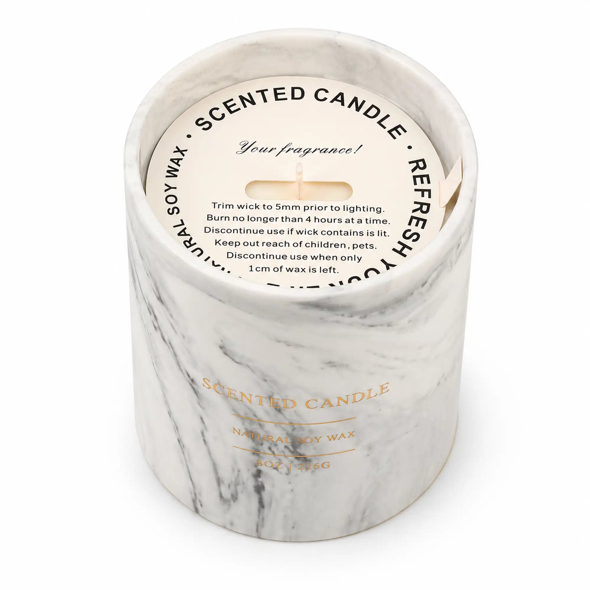 Gray Ceramic Candle back top view