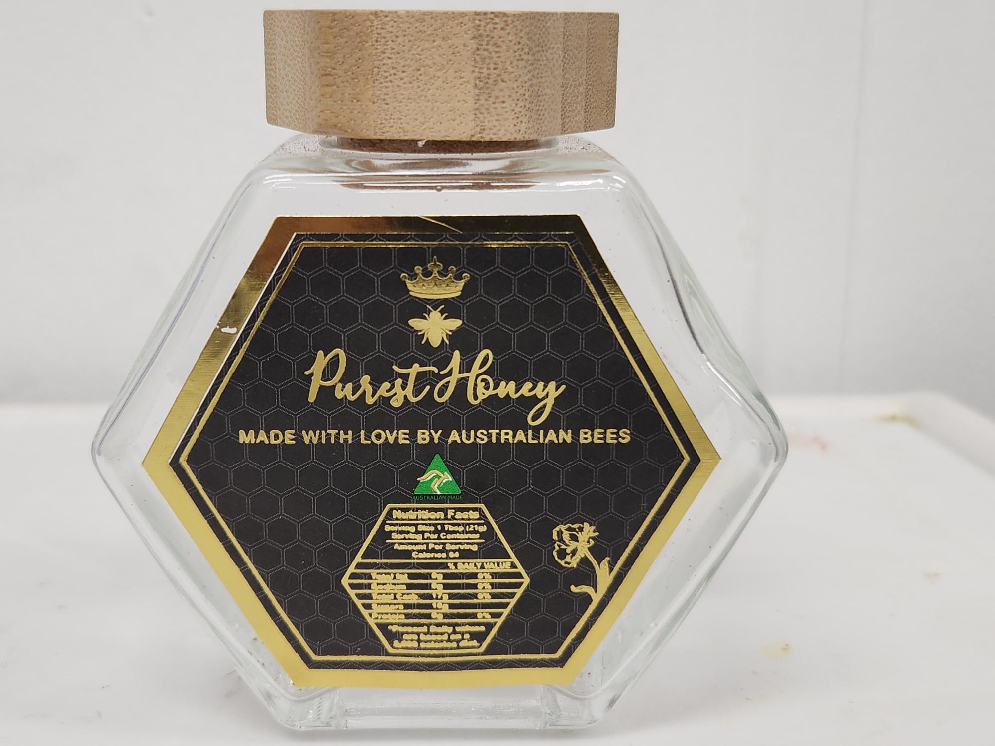 Hexagonal Black Honey Label