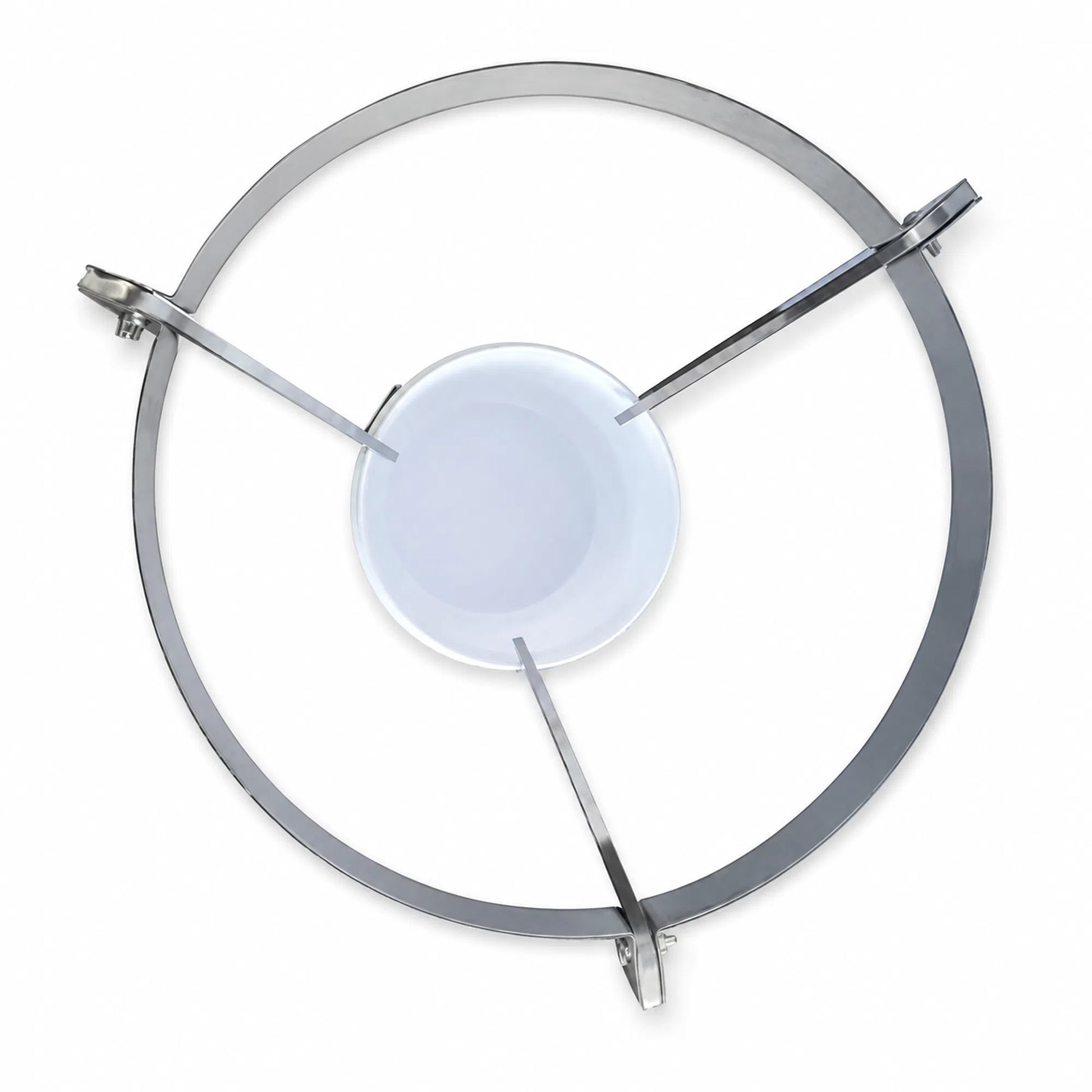 Top view of honey filter stand with round support ring and filter setup