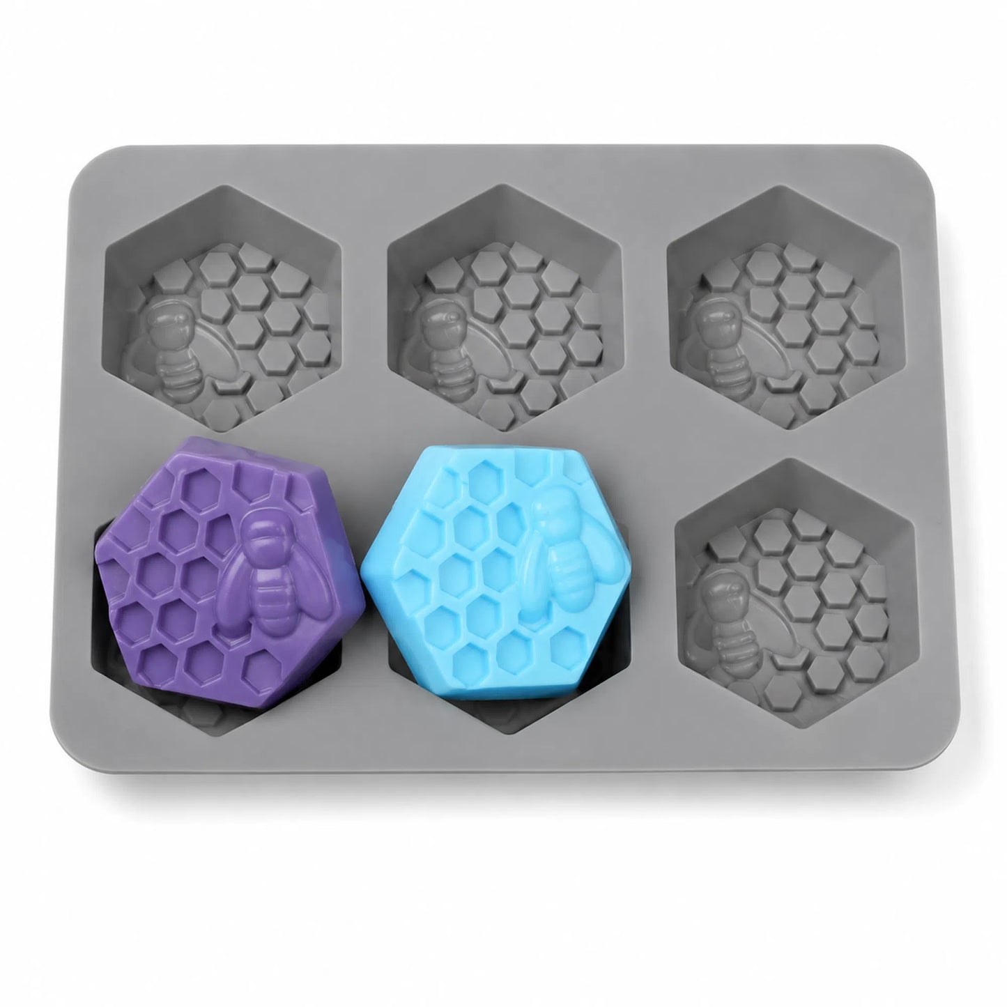 Honeycomb pattern silicone candle mould with pastel hexagon candles for candle making