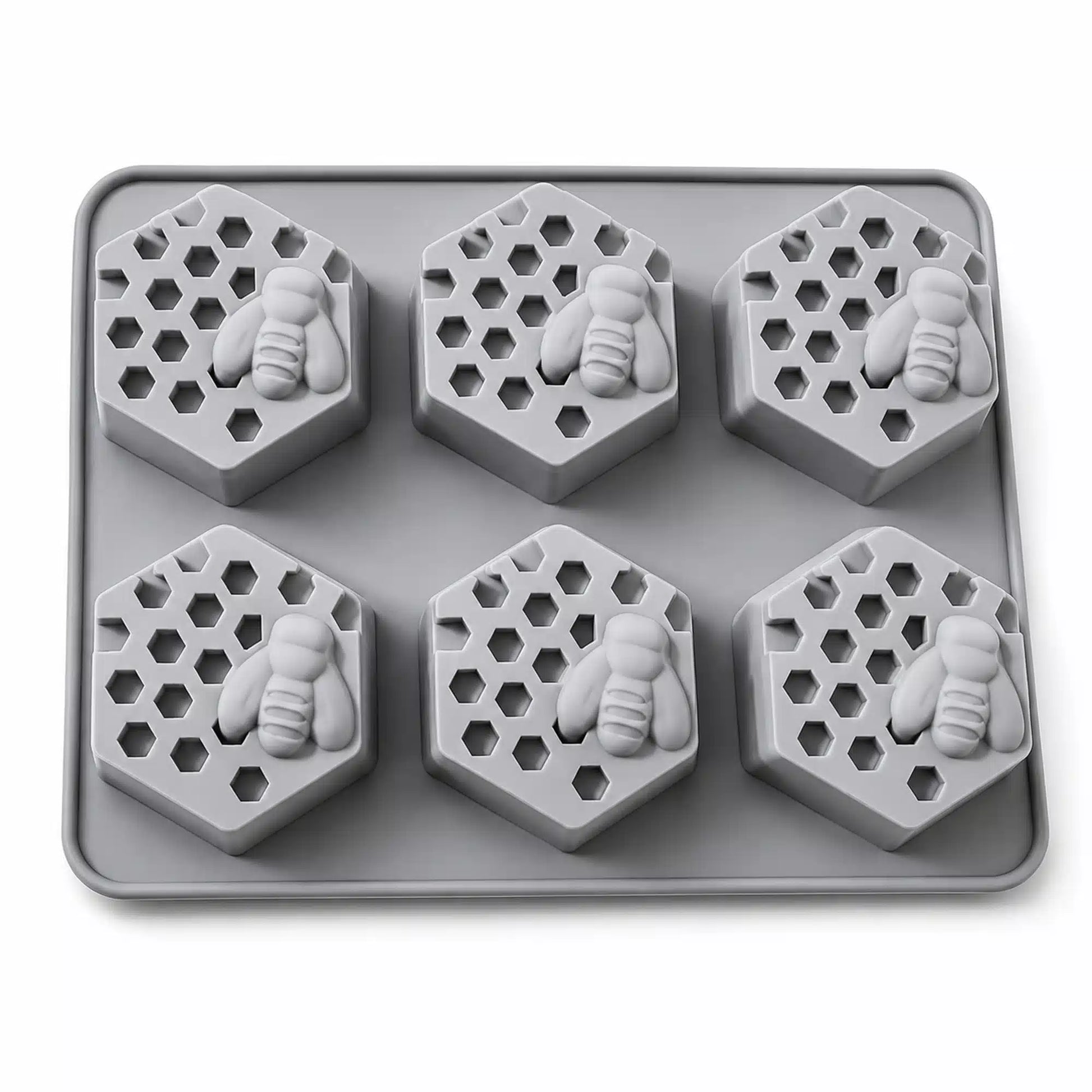 Close-up of 6 in 1 honeycomb pattern candle mould showing all hexagon cavities