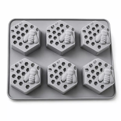 Close-up of 6 in 1 honeycomb pattern candle mould showing all hexagon cavities