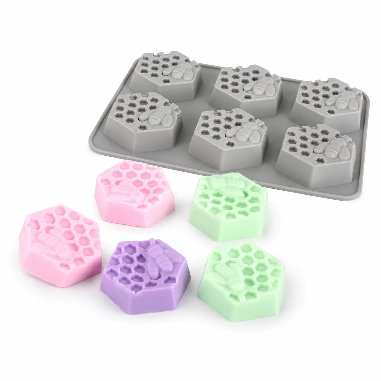 Honeycomb candle mould with pastel finished candles for DIY candle making