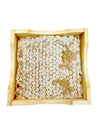 Close-up of set of 8 honeycombs wooden frames, focusing on their innovative design details