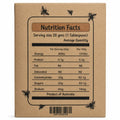 Nutrition facts panel for Humming Meadow Certified Organic Honey showing energy, protein, carbohydrates and sugars per serving