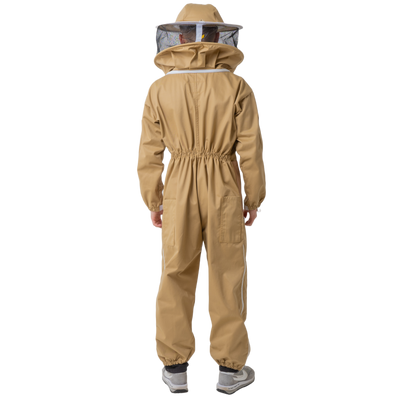 Khaki poly cotton beekeeping suit with round hat