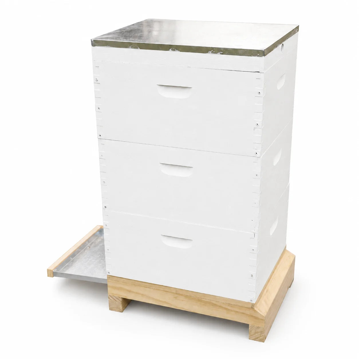 Painted Beehive with Wooden Base and Mesh Bottom Board
