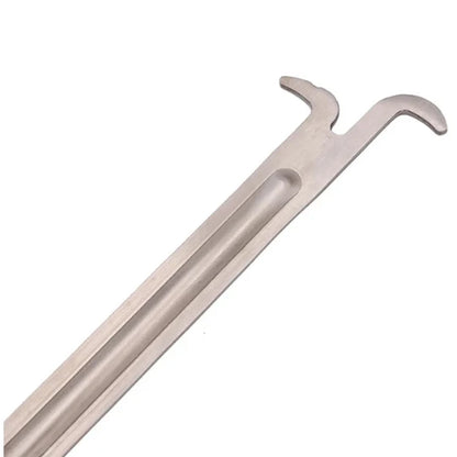 Angled view of Long J Hive Tool with J hook for beekeeping