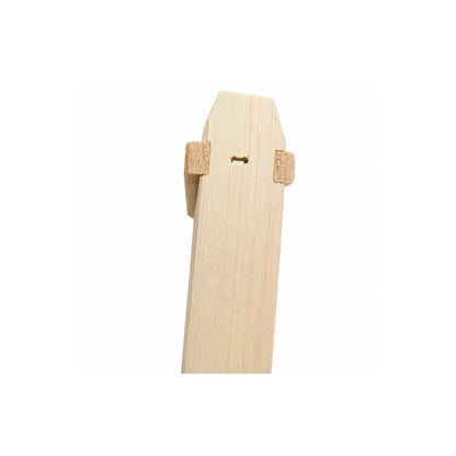 Close-up of New Zealand pine beehive frame end bar with wire hole