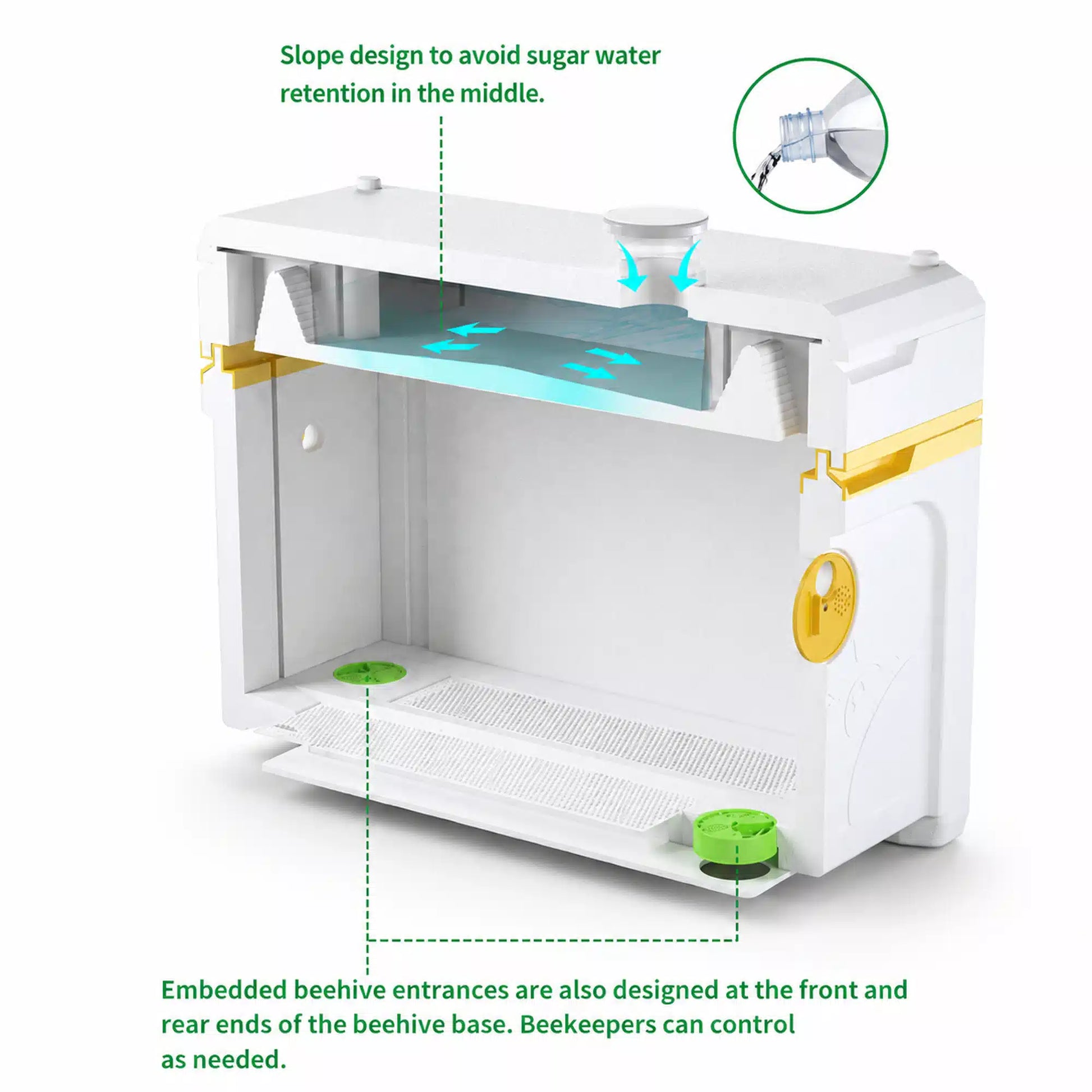 Feature infographic of double NUC beehive box