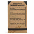 Organic Bloodwood Honey product information and ingredients label