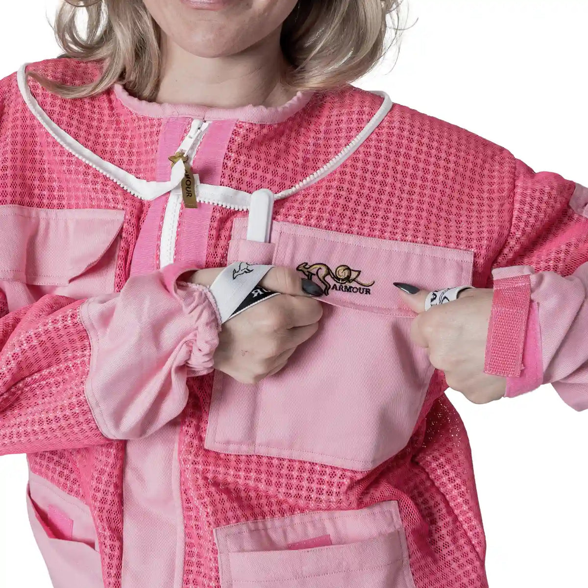OZ ARMOUR Pink Beekeeping Jacket With Fencing Veil
