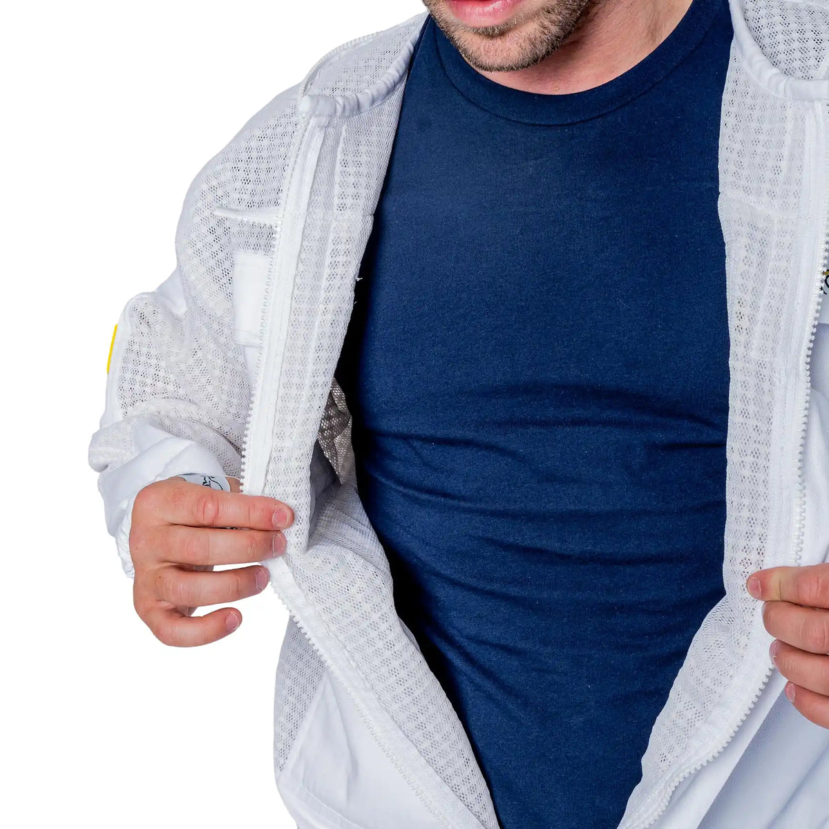 Close up of the neck zip collar