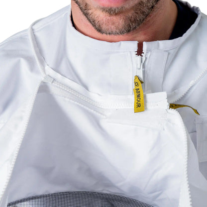 Close up of the neck zip collar
