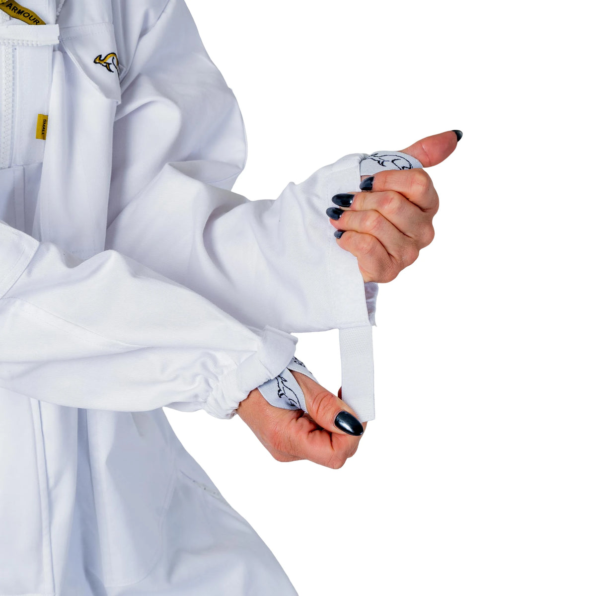 Close up of the wrist cuff thumb loop
