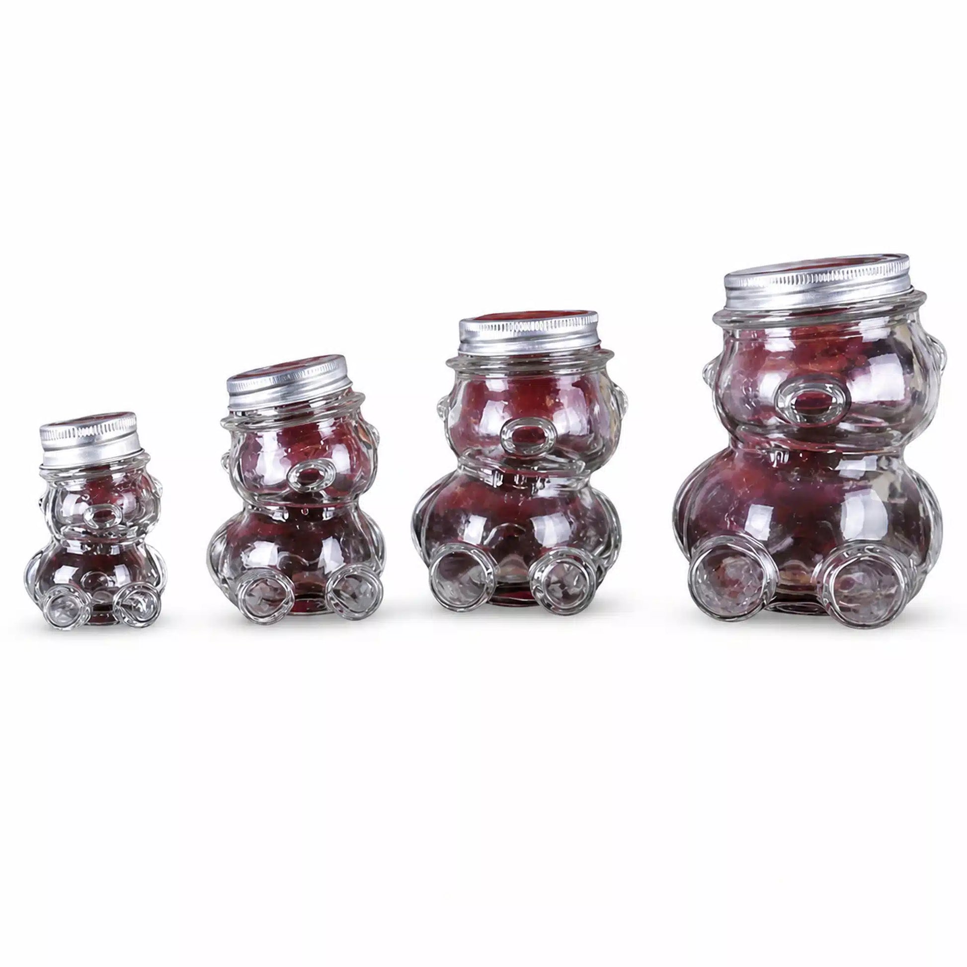 Premium Quality Teddy Bear Glass Jars 160 ML with Hat style Lid – Detail View