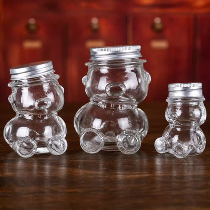 Premium Quality Teddy Bear Glass Jars 160 ML with Hat style Lid – Product View