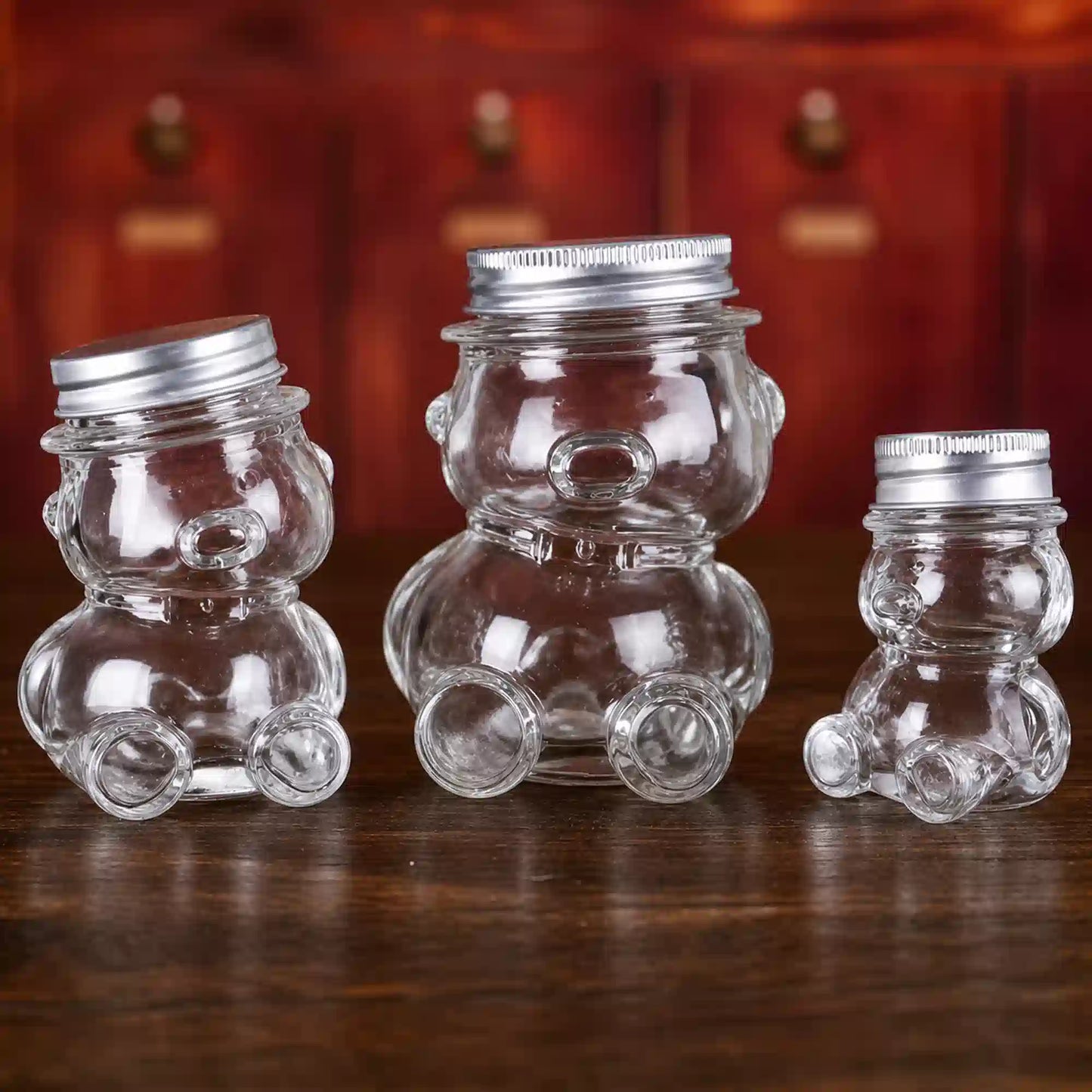 Premium Quality Teddy Bear Glass Jars 300 ML with Hat style Lid – Product View