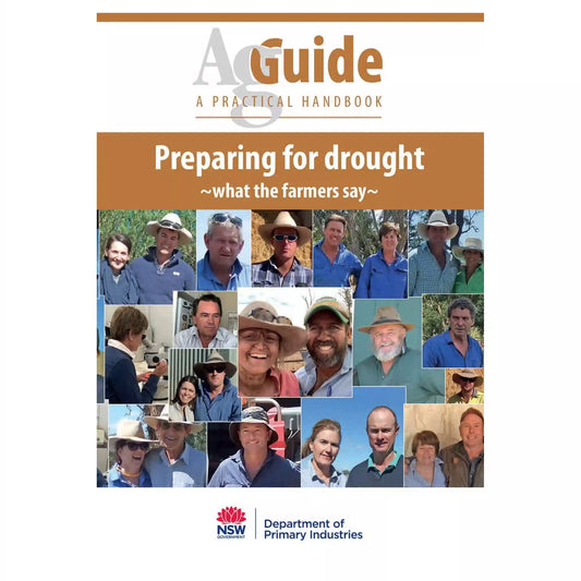Book cover of 'AgGuide: Preparing for drought - what the farmers say' by NSW Department of Primary Industries.