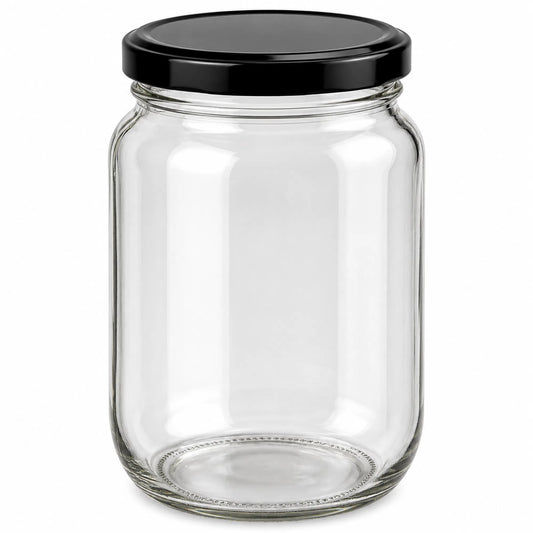 750 ml/1 kg  Round Glass Jars Honey Containers Black Lids