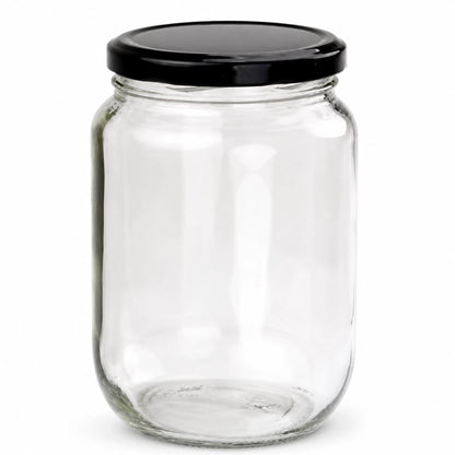 Round Glass Jars Honey Containers Black Lids