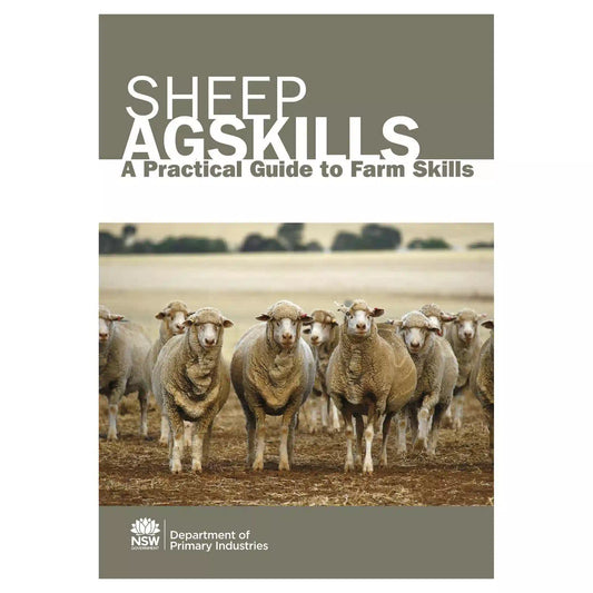 Book cover of 'Sheep Agskills' with a photo of sheep and text about farm skills, published by NSW Department of Primary Industries
