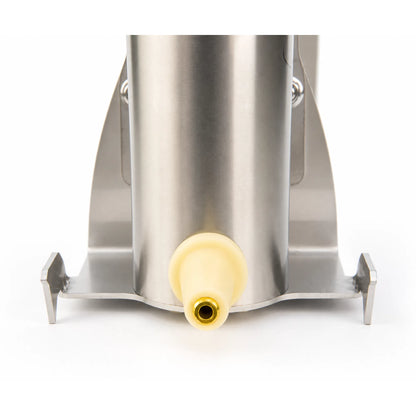 Close-up of silicone insulation plug fitted in metal hive equipment