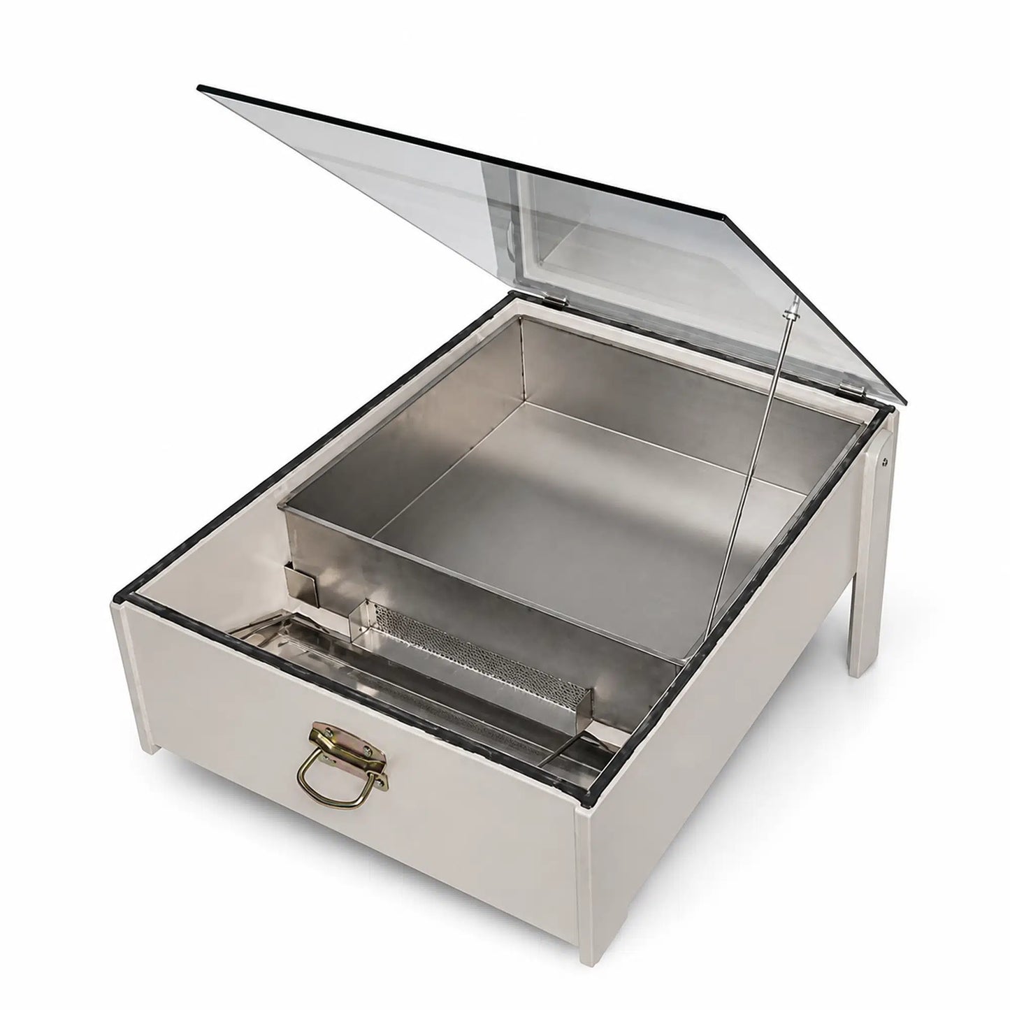 Open solar wax melter showing inner melting tray