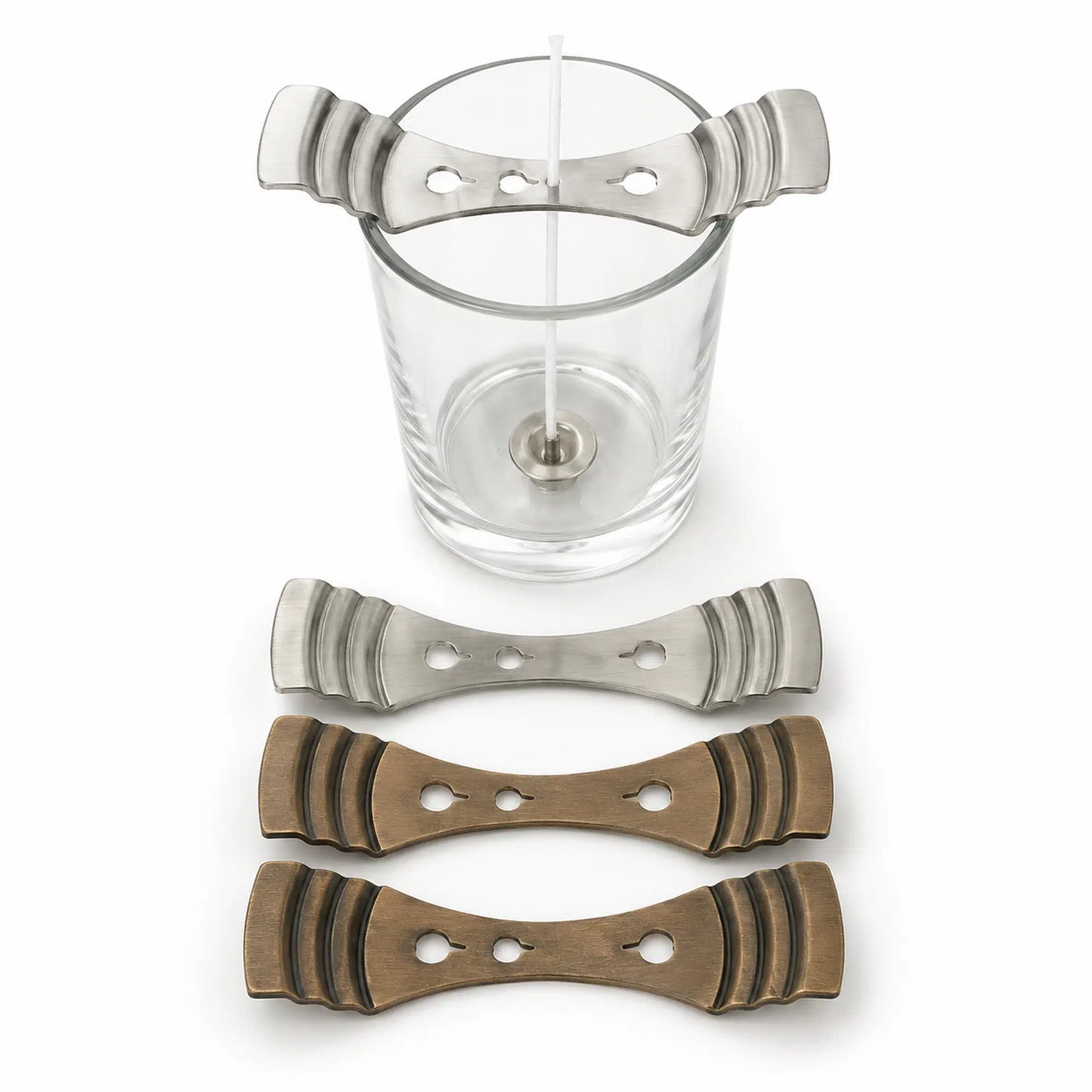 Metal wick holder set with stand for candle making