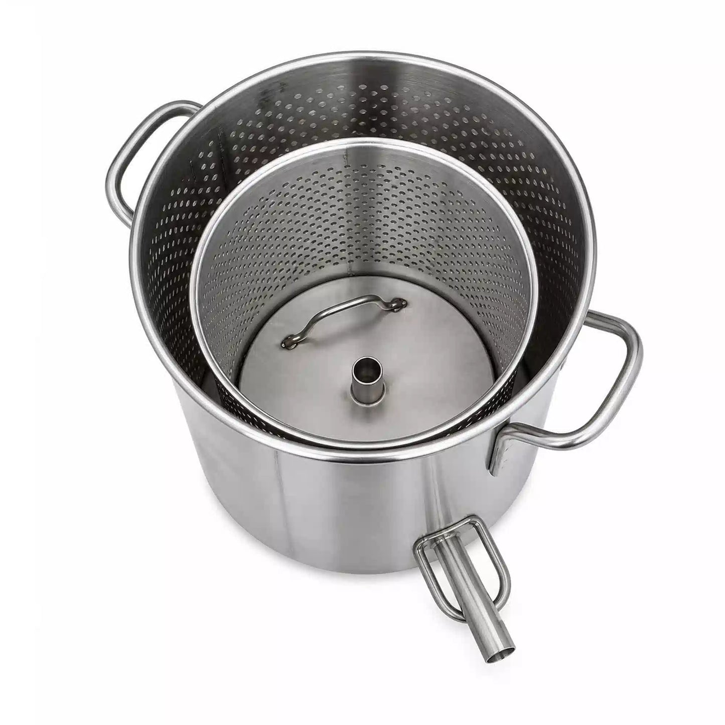 Stainless steel wax press inner basket and container with spout