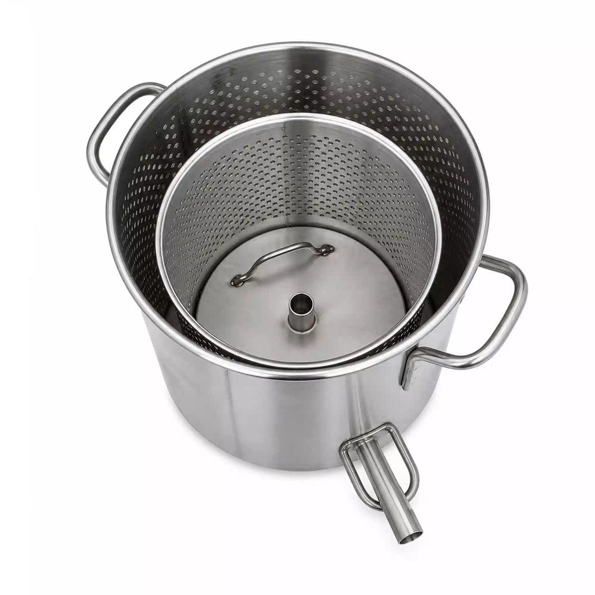 Stainless steel wax press inner basket and container with spout